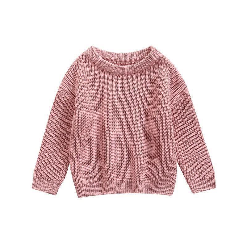 Girls' Solid Color Crew Neck Casual Sweater
