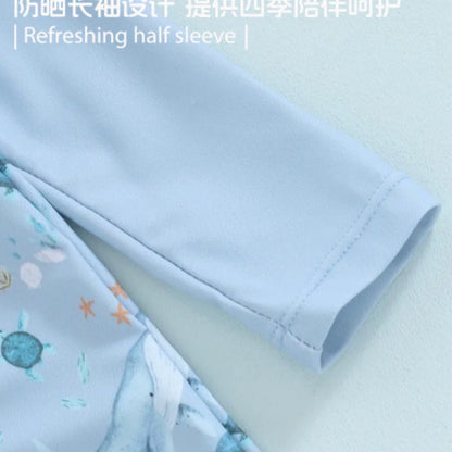 Baby Long-sleeved Onesie Swimsuit With Sun Protection for Boys And Girls