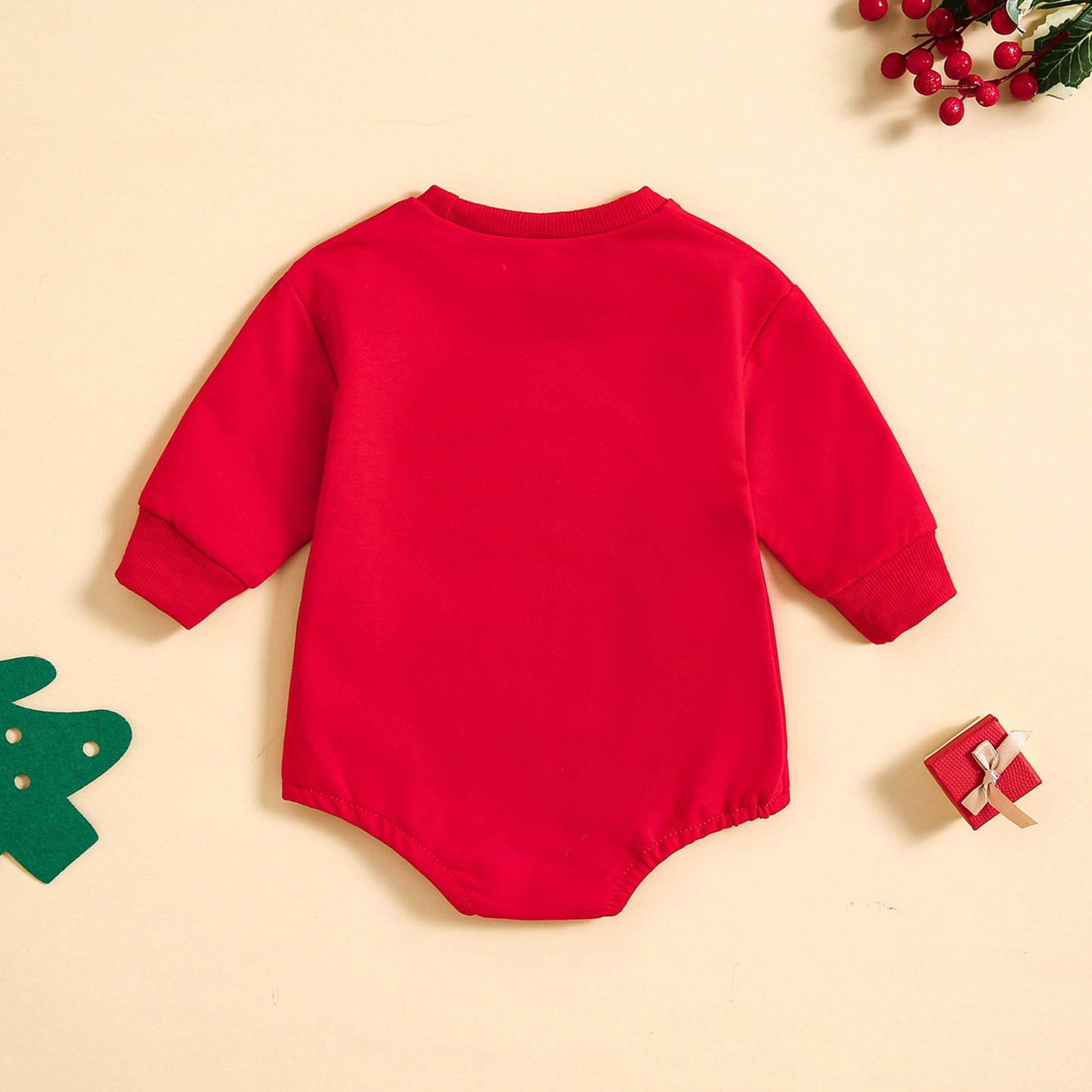 New Baby Printed Christmas Hat Cartoon Jumpsuit