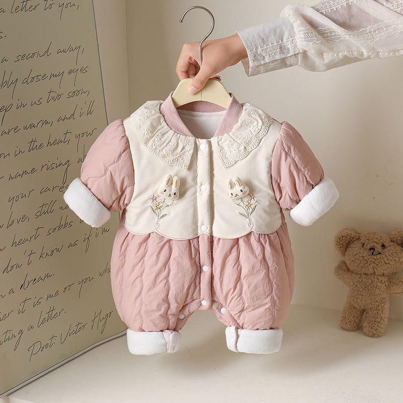 Baby Girl Autumn And Winter New Cute Princess Thin Cotton Romper Girl Romper Outwear