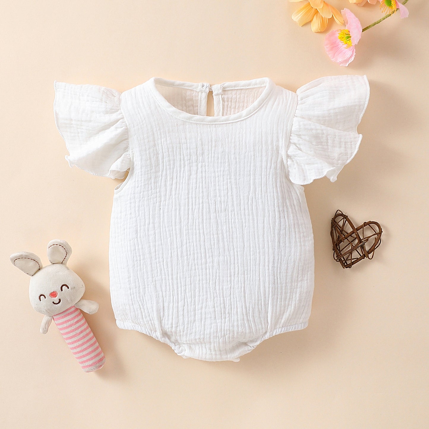 Barboteuse bébé multi-couleur à manches volantées pour nourrissons et tout-petits