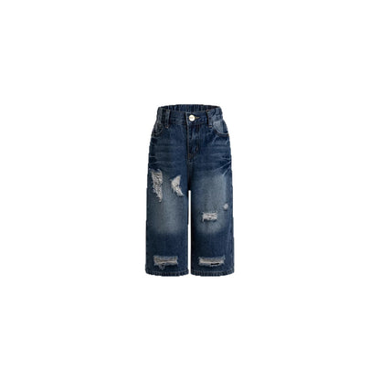 Girl's Nostalgic Washed Distressed Jeans