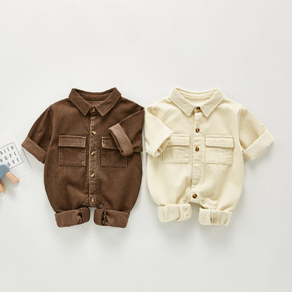 Korean Version Baby Workwear Romper Casual Jumpsuit Corduroy
