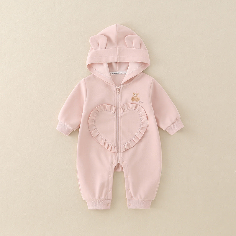Baby Girl Hooded Cartoon Cute Jumpsuit Infant Fall Outfit Jumpsuit