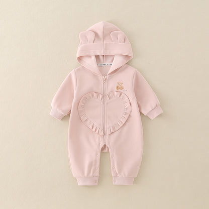 Baby Girl Hooded Cartoon Cute Jumpsuit Infant Fall Outfit Jumpsuit
