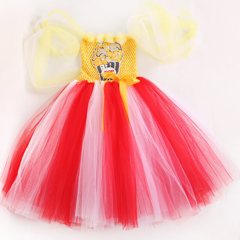 Popcorn Girl's Mesh Princess Pettiskirt Long