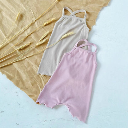 Baby Sunken Stripe Camisole One-piece Romper