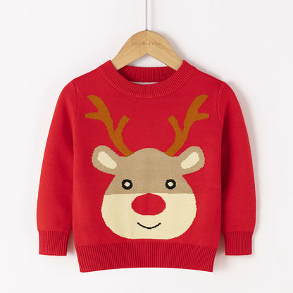 Cotton Double Layer Autumn Winter Christmas Long Sleeved Children's Sweater
