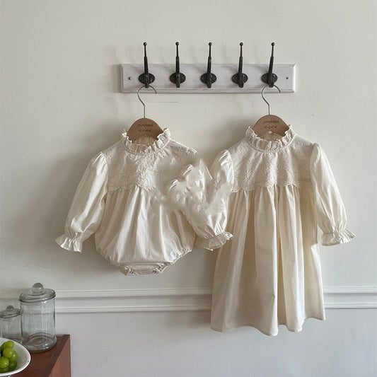 Crawling Suit Baby Lace Stand-up Collar Jumpsuit Girl's Dress