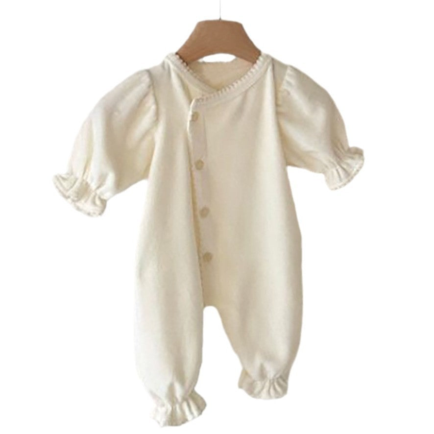 Barboteuse une pièce longue avec une seule rangée de boutons-pression pour bébés