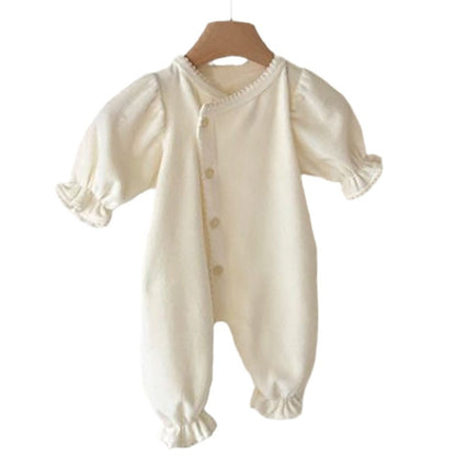 Barboteuse une pièce longue avec une seule rangée de boutons-pression pour bébés