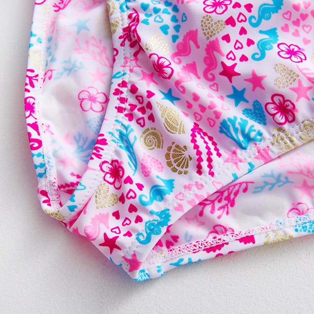 Maillot de bain deux pièces en nylon avec motifs dorés pour enfants plus âgés