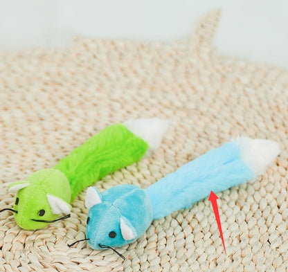 Colorful Long Tail Plush Mouse Self-Hi Nibbling Cat Does Not Hurt Nails Puzzle Cat Toy