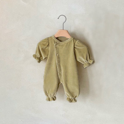 Barboteuse une pièce longue avec une seule rangée de boutons-pression pour bébés