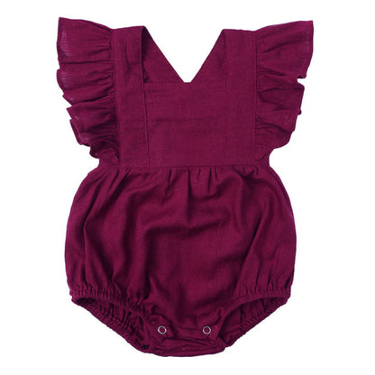 Baby Cotton And Linen Summer Strap One Piece Suit