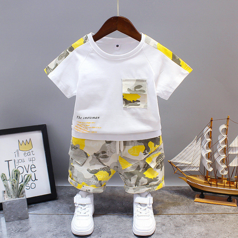 Summer Letter Lapel Short Sleeve Two-piece Suit