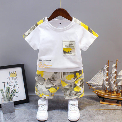 Summer Letter Lapel Short Sleeve Two-piece Suit