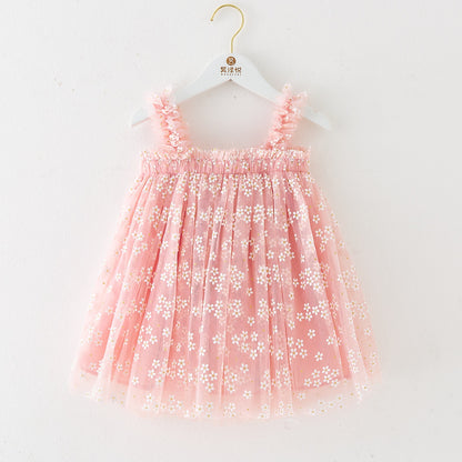 Summer Girls' Sweet Spaghetti-strap Gauze Skirt