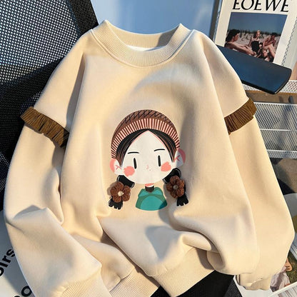 Girls Stylish Hoodie Base Layer Casual Style For Kids