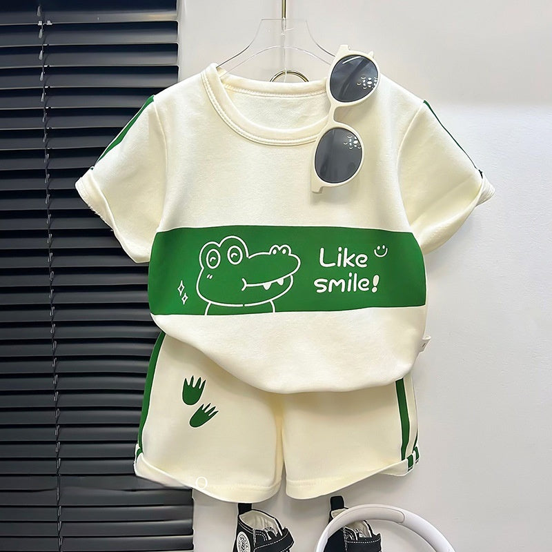 Children's Short Sleeve Striped Suit Girls Boys