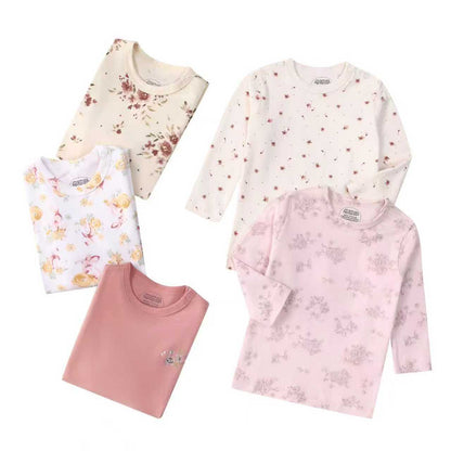 Autumn Children's Cartoon Printed Home Long-sleeved Top T-shirt Mixed Color Five Pieces