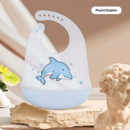 Bavette bébé en silicone alimentaire, imperméable et antitache
