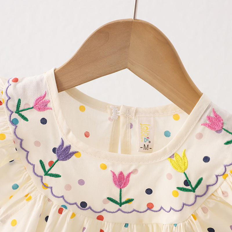 Colorful Polka Dot Sleeveless Western Style Baby Princess Dress
