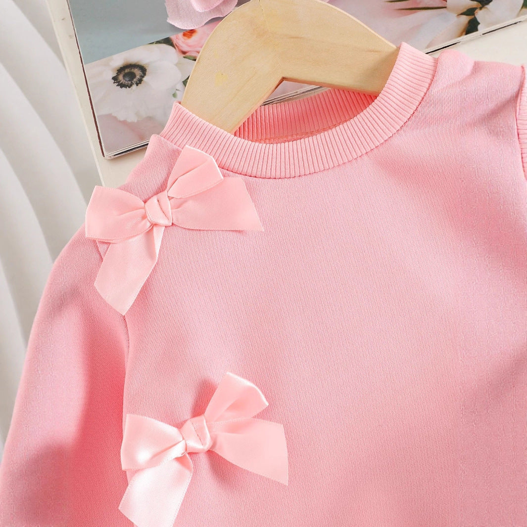 Solid Color Long-sleeved Sweater Pec-deck Machine Denim Trousers Two-piece Suit