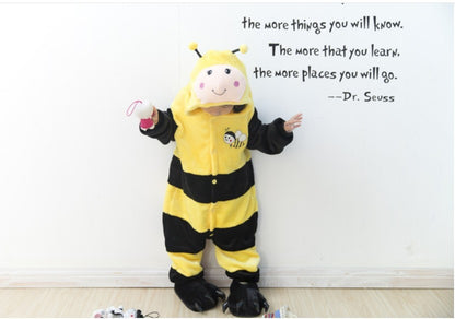 Children's Cute Cartoon Animal Bee One-piece Pajamas Flannel Performance Wear