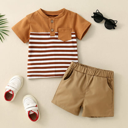 Infant Children Dried Slice Stitching Open Collar Suit