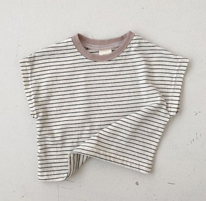 Korean Style Baby Casual Striped Short-sleeved T-shirt