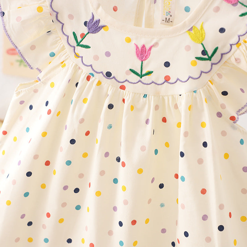 Colorful Polka Dot Sleeveless Western Style Baby Princess Dress