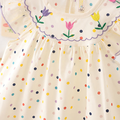 Colorful Polka Dot Sleeveless Western Style Baby Princess Dress