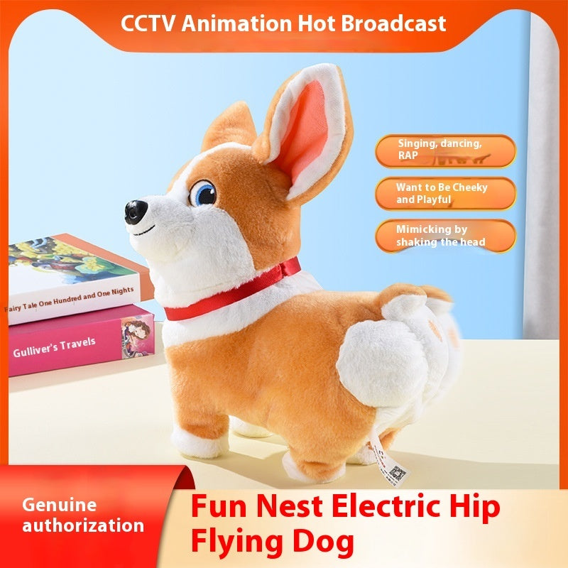 Electric Hip Flying Dog Shaking Head Funny Stuffed Toy
