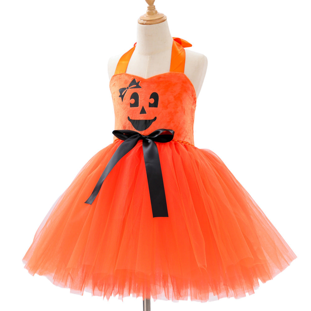 Children's Creative Festival Halloween Cute Pumpkin Girl Dress