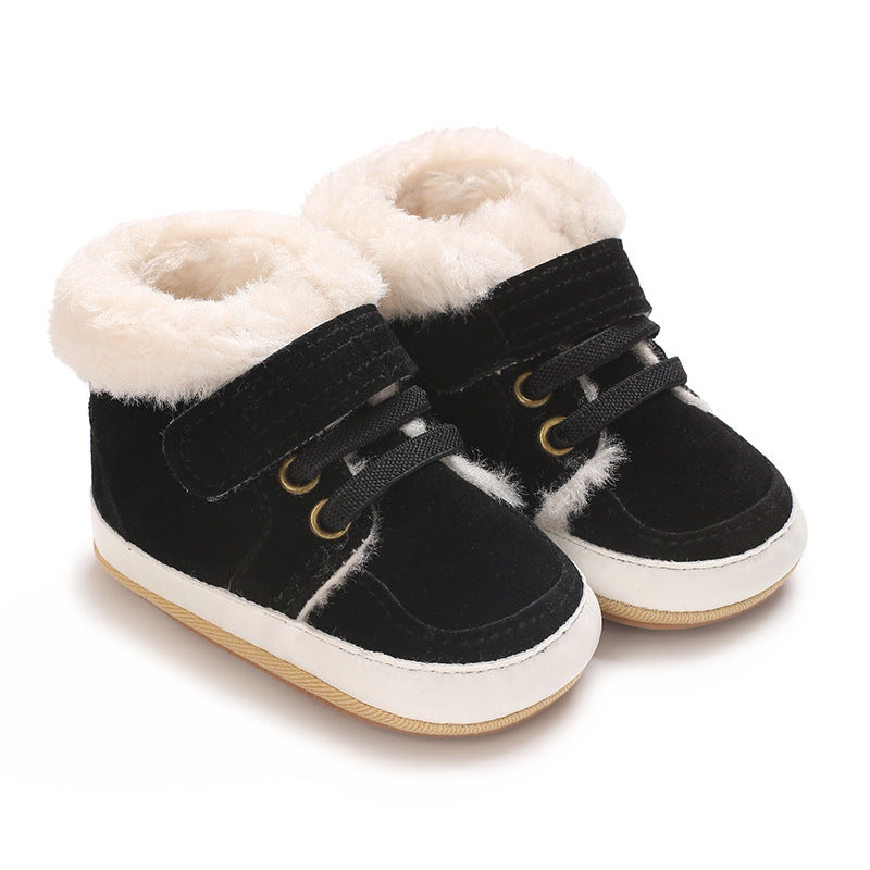 Solid-color Plush Warm Soft And Non-slip Rubber Shoes