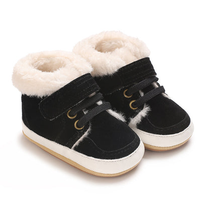 Solid-color Plush Warm Soft And Non-slip Rubber Shoes
