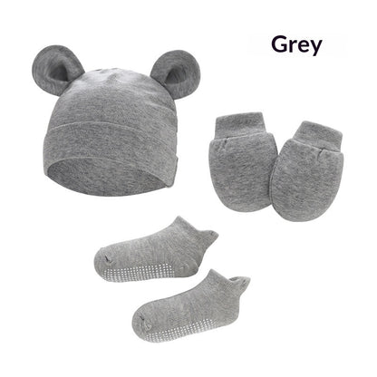 Newborn Hat Mittens And Socks Set With Rubber-soled Shoes