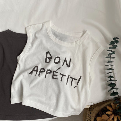 Children's Letter Printed Sleeveless Vest For Boys And Girls Loose Casual Top