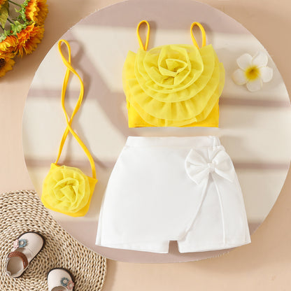 Girl's 3D Flower Pulling Strap Set