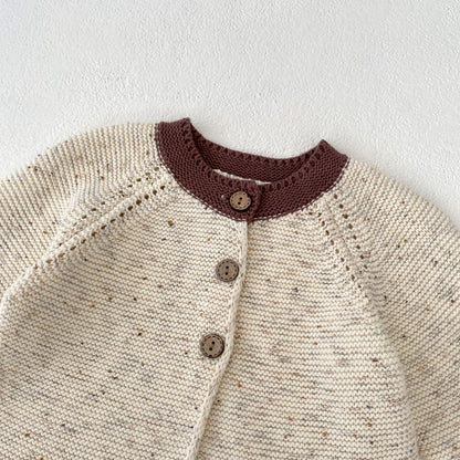 Baby Dot Yarn Ruffled Knitted Cardigan Coat Knitted Bell-bottom Pants
