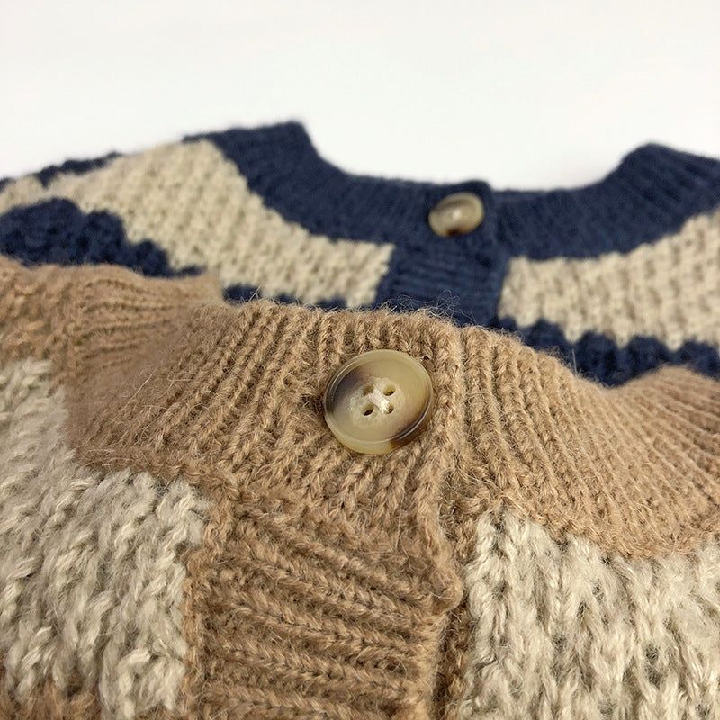 Autumn And Winter Kids' Sweater Mohair Western Style Baby Boy And Baby Girl Knitted Cardigan
