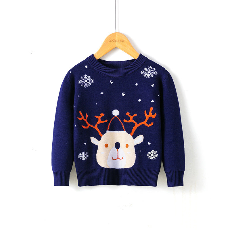 Cotton Double Layer Autumn Winter Christmas Long Sleeved Children's Sweater