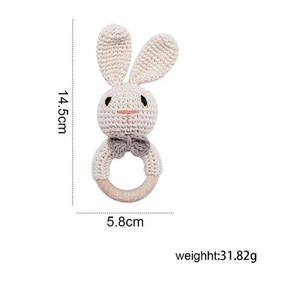 Baby Rattle Hand Woven Cartoon Animal Bracelet Newborn Soothing Doll