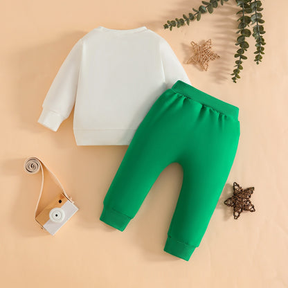 Ensemble sweat-shirt col rond et pantalon long pour enfant avec manches longues et poches