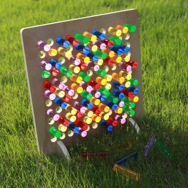 Montessori Early Childhood Education Rainbow Wire-wrap Board Pixel Art Educational Toys