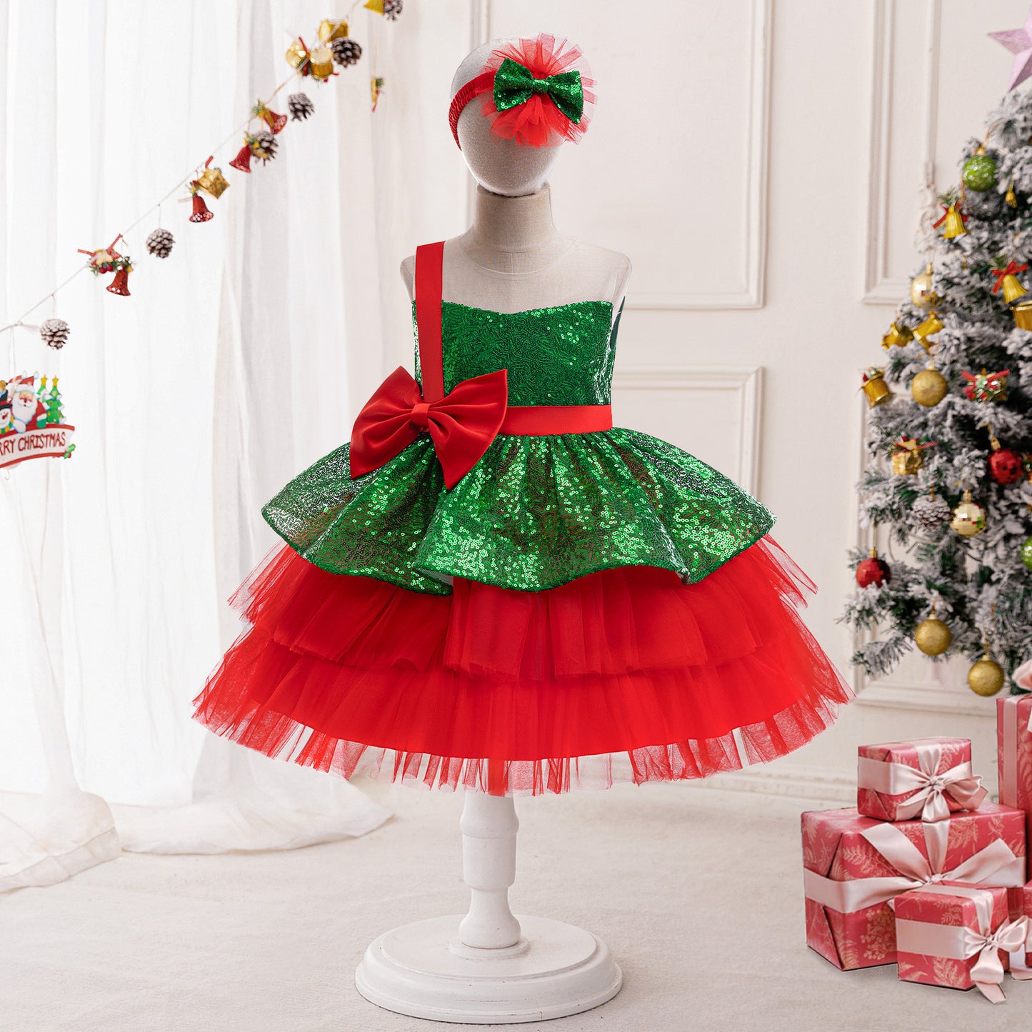 Vêtements pour enfants style européen et américain Noël rouge vert