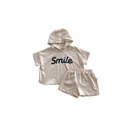 Letter Print Short-sleeve Shorts Suit