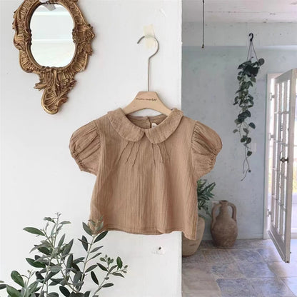 Baby Girl Cute Lapel Short-sleeved Blouse T-shirt