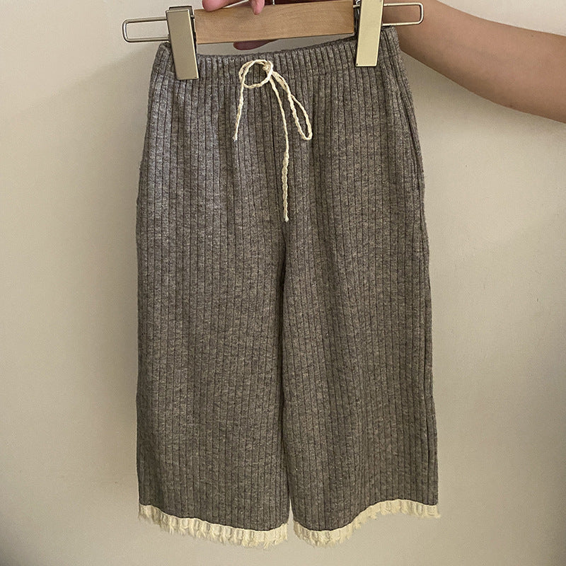 Girls Sequins Fashionable All-match Wide-leg Pants